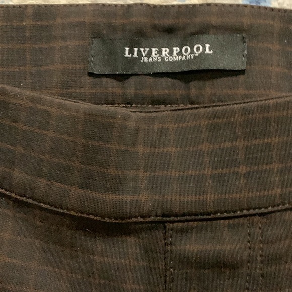 Liverpool Jeans Company dark brown and light brown plaid skinny pants.  Size 8 - Picture 5 of 7
